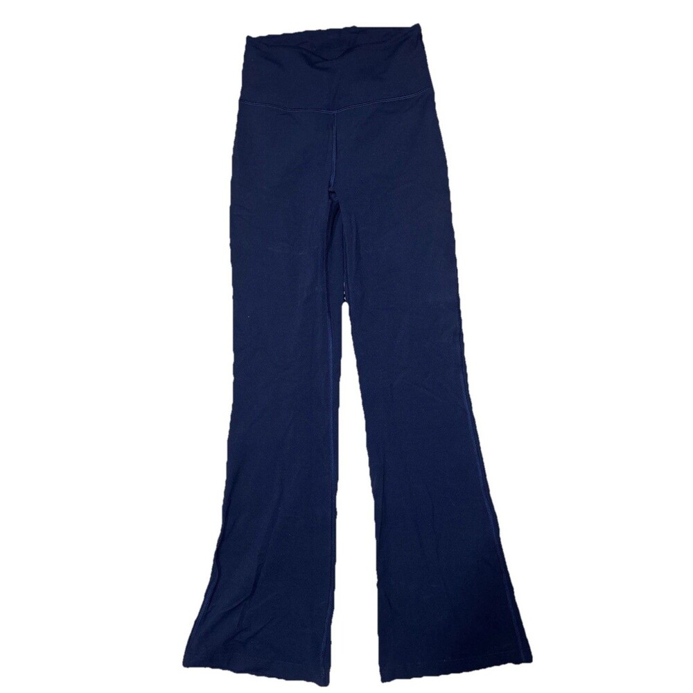 Lululemon Navy Voyage Pants Women Size 6 Flared Wide Leg 29in inseam